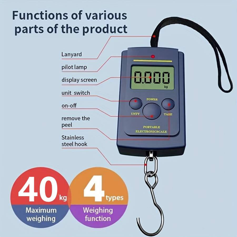 Luggage Scale Hanging - 40kg Multifunctional Mini Electronic Digital Portable