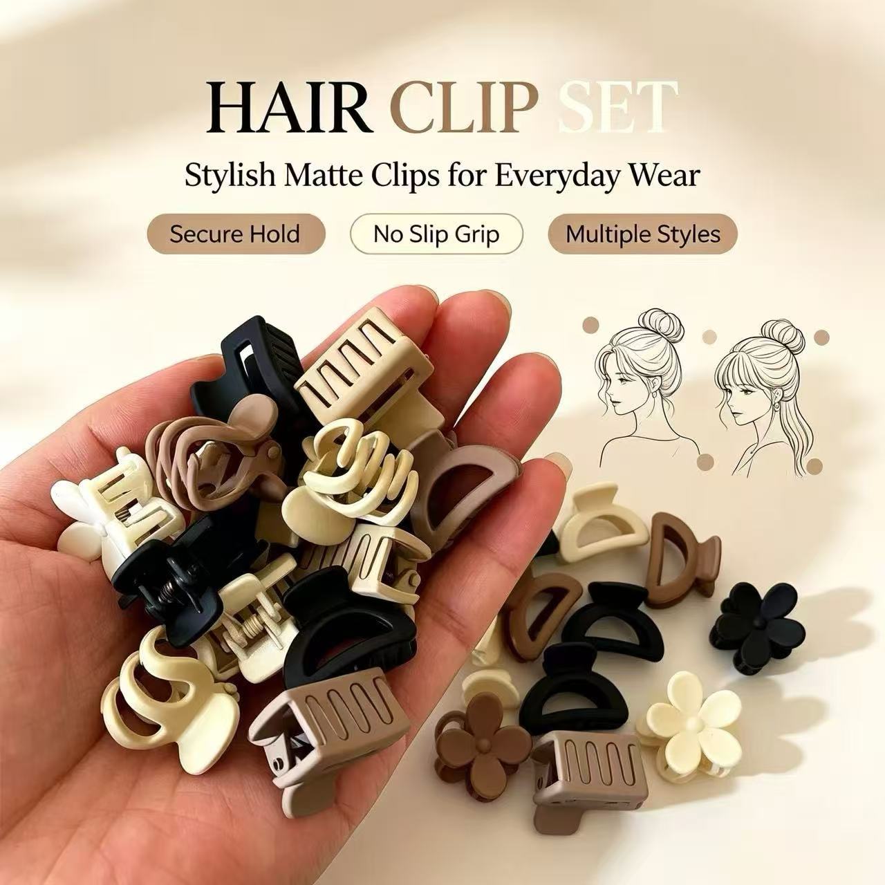 Travel Accessories For Girls - 10/20/30pcs Beige Mixed Pack Small Clips,