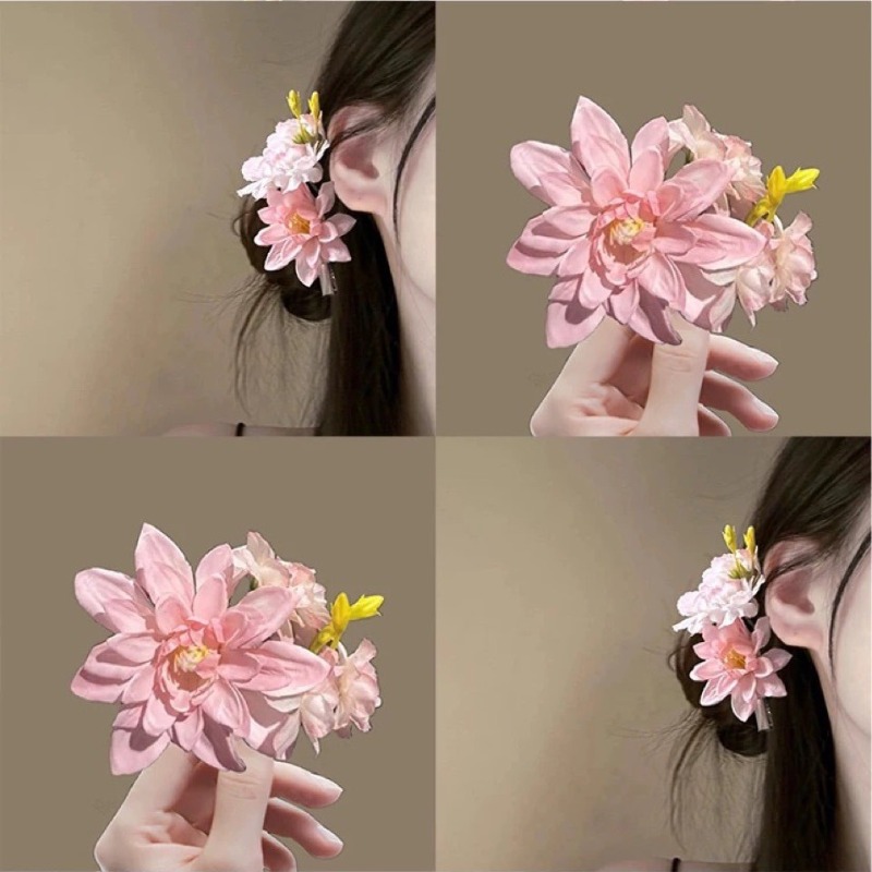 Travel Accessories Bunnings - Pink Blue Flower Hair Clip New