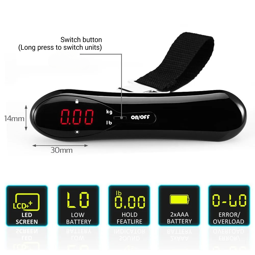 Portable 50kg/110lb Digital Lu - đánh giá và giá Luggage Scale Hanging