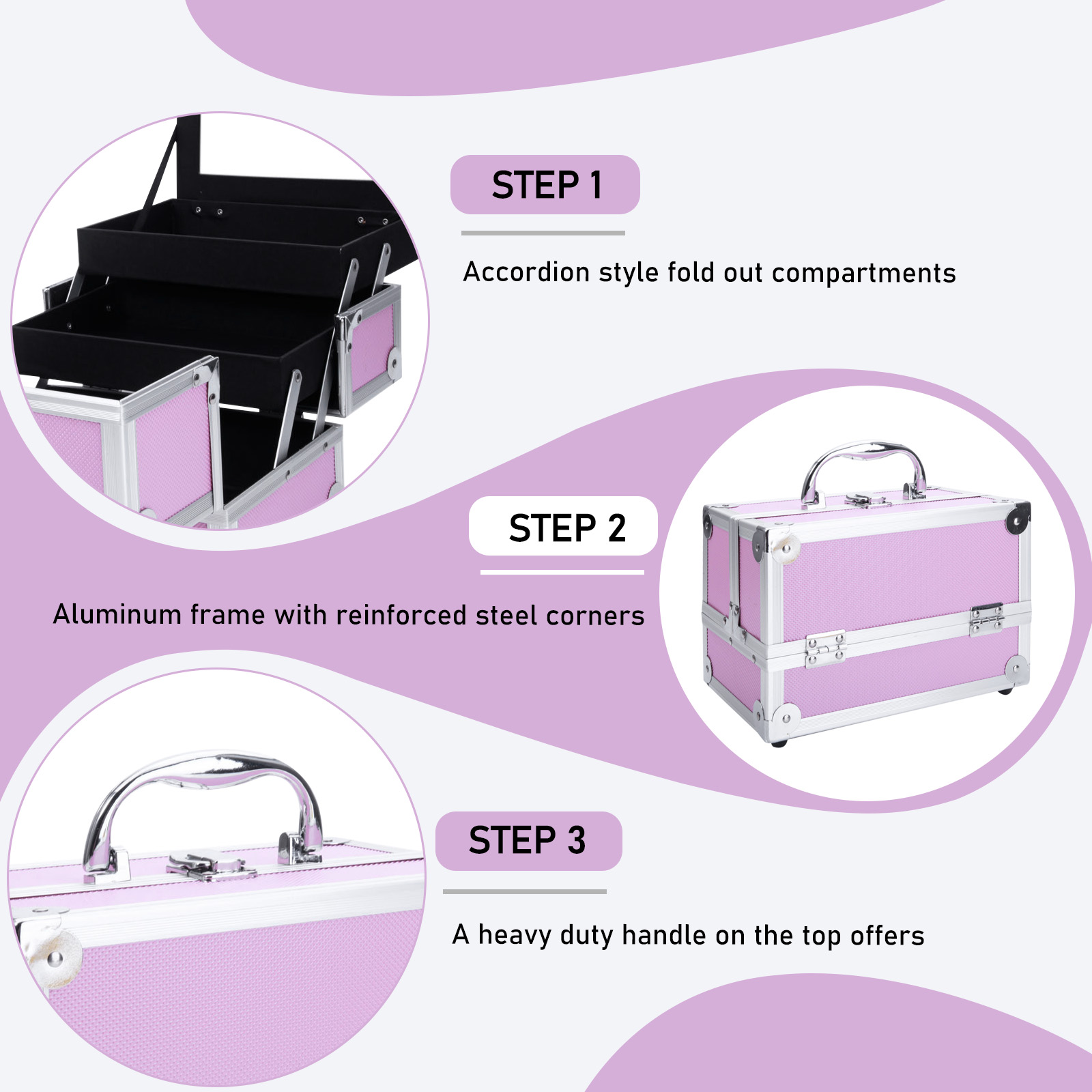 Pink Aluminum Alloy Makeup Cas - đánh giá và giá Travel Accessories Organizer Case