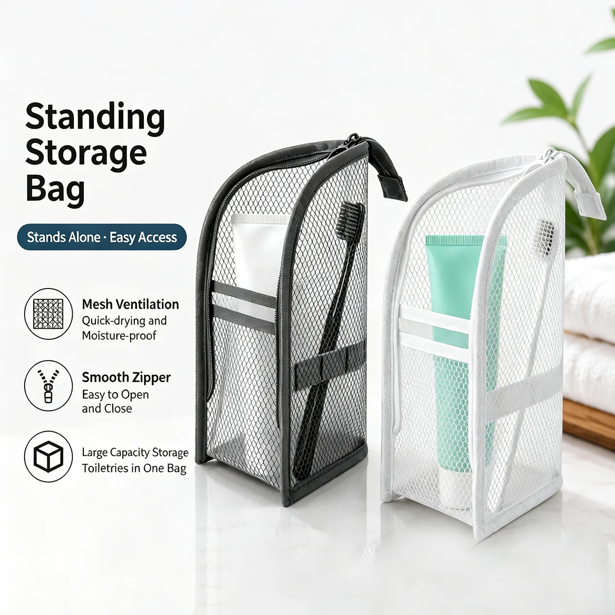 Standing Mesh Toiletry Bag for - đánh giá và giá Travel Accessories Organizer Case